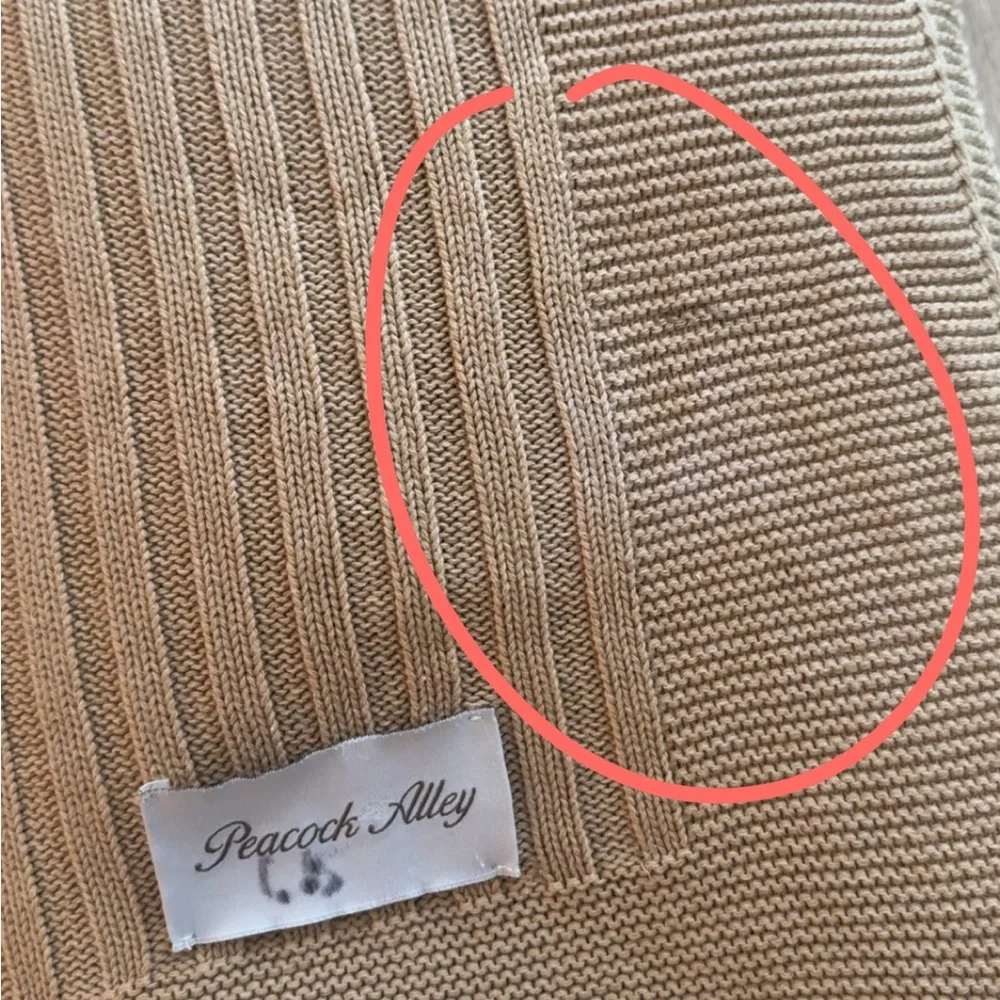 Peacock Alley Tan Beige Cotton Throw Blanket 60 x 70‎